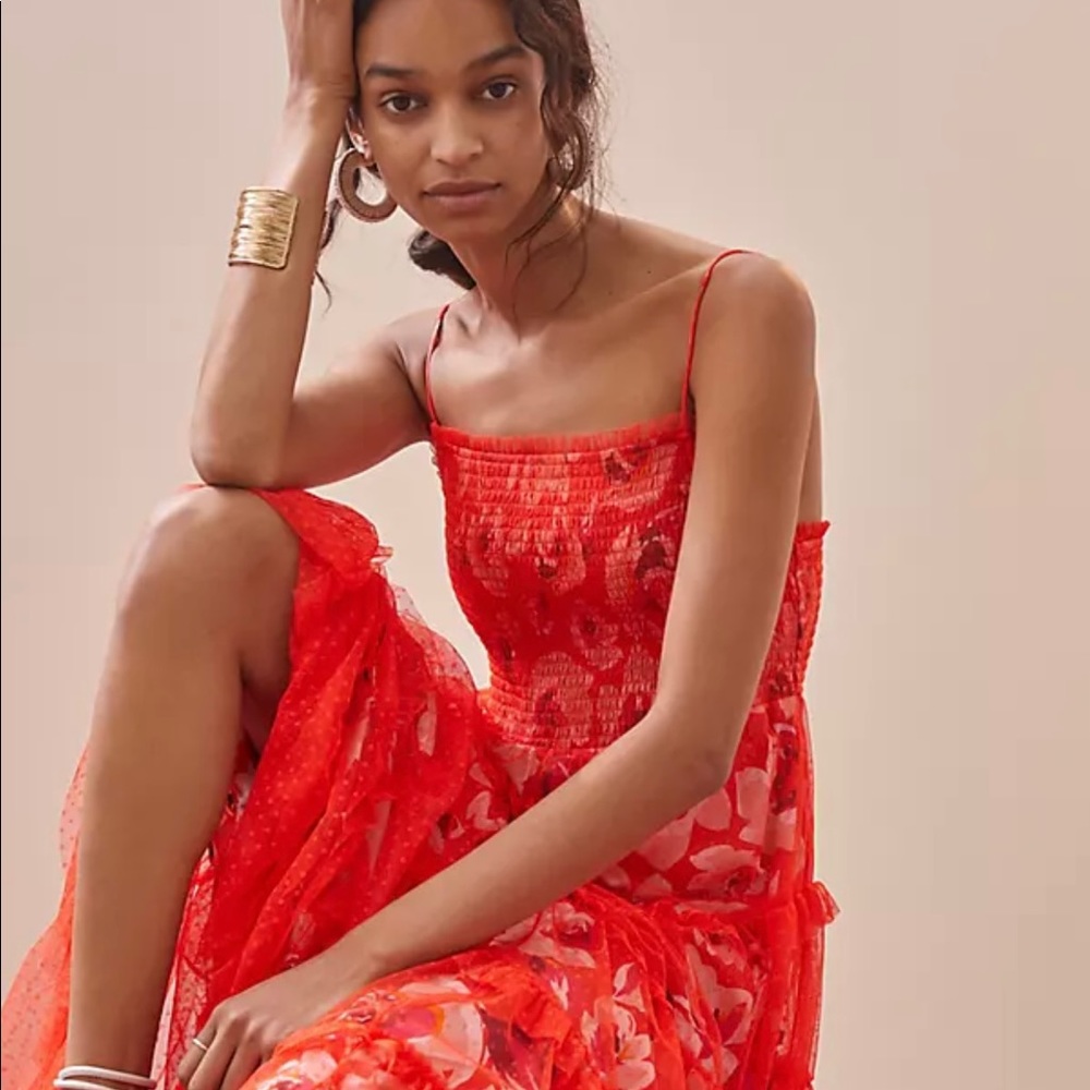 Anthro Red Tiered Tulle Maxi *NWT* sold out *